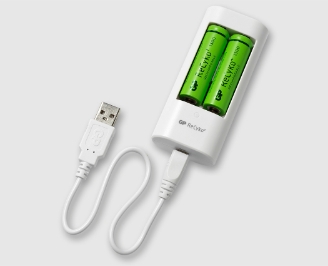 USB recharger for AA-size NiMH batteries